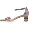 imageFSJ Women Rhinestone Block Low Heel Sandals Square Open Toe Ankle Strap Chunky Heeled Sandals Wedding Dress Sparkly Bridal Prom Shoes Size 416 USGold