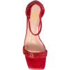 imageFSJ Women Rhinestone Block Low Heel Sandals Square Open Toe Ankle Strap Chunky Heeled Sandals Wedding Dress Sparkly Bridal Prom Shoes Size 416 USRed