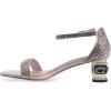 imageFSJ Women Rhinestone Block Low Heel Sandals Square Open Toe Ankle Strap Chunky Heeled Sandals Wedding Dress Sparkly Bridal Prom Shoes Size 416 USSilver