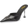 imageFSJ Women Gorgeous Studded Pointed Toe Mules Stiletto High Heel Slip On Ladies Casual Dress Slipper Shoes Size 415 USBlack