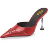 imageFSJ Women Gorgeous Studded Pointed Toe Mules Stiletto High Heel Slip On Ladies Casual Dress Slipper Shoes Size 415 USRed