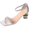 imageFSJ Women Rhinestone Block Low Heel Sandals Square Open Toe Ankle Strap Chunky Heeled Sandals Wedding Dress Sparkly Bridal Prom Shoes Size 416 USSilver