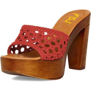imageFSJ Women Braided Open Toe Sandal Platform Chunky High Heel Mule Woven Slip On Comfortable Fashion Summer Slippers Slide Shoes Size 416 USRed