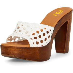 imageFSJ Women Braided Open Toe Sandal Platform Chunky High Heel Mule Woven Slip On Comfortable Fashion Summer Slippers Slide Shoes Size 416 USWhite