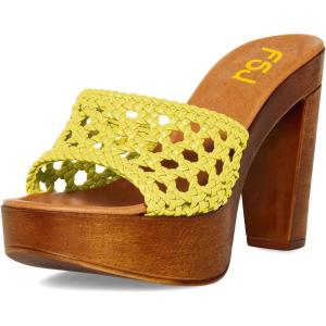 imageFSJ Women Braided Open Toe Sandal Platform Chunky High Heel Mule Woven Slip On Comfortable Fashion Summer Slippers Slide Shoes Size 416 USYellow