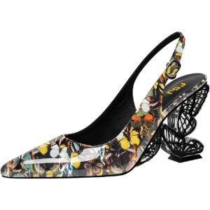 imageFSJ Women Chic Pointed Toe Butterfly High Heel Slingback Pumps Special Slip On Ankle Strap Ladies Party Wedding Dress Shoes Size 416 USButterfly