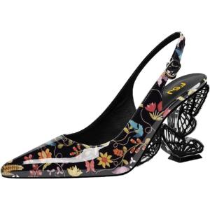 imageFSJ Women Chic Pointed Toe Butterfly High Heel Slingback Pumps Special Slip On Ankle Strap Ladies Party Wedding Dress Shoes Size 416 USFlowers