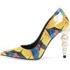 imageFSJ Slip On Pearl Beaded High Heel Slip On Pump Pointed Toe Mirror Effect Classic Party Club Shoe for Women 415 USAutumn