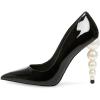 imageFSJ Slip On Pearl Beaded High Heel Slip On Pump Pointed Toe Mirror Effect Classic Party Club Shoe for Women 415 USBlack