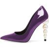 imageFSJ Slip On Pearl Beaded High Heel Slip On Pump Pointed Toe Mirror Effect Classic Party Club Shoe for Women 415 USDarkpurple