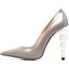 imageFSJ Slip On Pearl Beaded High Heel Slip On Pump Pointed Toe Mirror Effect Classic Party Club Shoe for Women 415 USGrey
