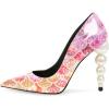 imageFSJ Slip On Pearl Beaded High Heel Slip On Pump Pointed Toe Mirror Effect Classic Party Club Shoe for Women 415 USOrangepurple