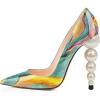 imageFSJ Slip On Pearl Beaded High Heel Slip On Pump Pointed Toe Mirror Effect Classic Party Club Shoe for Women 415 USQuicksand