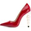 imageFSJ Slip On Pearl Beaded High Heel Slip On Pump Pointed Toe Mirror Effect Classic Party Club Shoe for Women 415 USRed