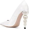 imageFSJ Slip On Pearl Beaded High Heel Slip On Pump Pointed Toe Mirror Effect Classic Party Club Shoe for Women 415 USWhite