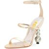 imageFSJ Women Elegant Open Toe Heeled Sandals Pearls Beaded High Heels Sexy Strappy Gladiator Shiny Rhinestone Ankle Strap Wedding Evening Party Dress Shoes Size 415 USGold