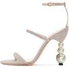 imageFSJ Women Elegant Open Toe Heeled Sandals Pearls Beaded High Heels Sexy Strappy Gladiator Shiny Rhinestone Ankle Strap Wedding Evening Party Dress Shoes Size 415 USLight Champagne