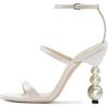 imageFSJ Women Elegant Open Toe Heeled Sandals Pearls Beaded High Heels Sexy Strappy Gladiator Shiny Rhinestone Ankle Strap Wedding Evening Party Dress Shoes Size 415 USIvory