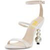 imageFSJ Women Elegant Open Toe Heeled Sandals Pearls Beaded High Heels Sexy Strappy Gladiator Shiny Rhinestone Ankle Strap Wedding Evening Party Dress Shoes Size 415 USIvory