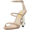 imageFSJ Women Elegant Open Toe Heeled Sandals Pearls Beaded High Heels Sexy Strappy Gladiator Shiny Rhinestone Ankle Strap Wedding Evening Party Dress Shoes Size 415 USChampagne