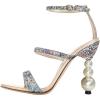 imageFSJ Women Elegant Open Toe Heeled Sandals Pearls Beaded High Heels Sexy Strappy Gladiator Shiny Rhinestone Ankle Strap Wedding Evening Party Dress Shoes Size 415 USGlitter