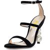 imageFSJ Women Elegant Open Toe Heeled Sandals Pearls Beaded High Heels Sexy Strappy Gladiator Shiny Rhinestone Ankle Strap Wedding Evening Party Dress Shoes Size 415 USBlack