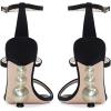 imageFSJ Women Elegant Open Toe Heeled Sandals Pearls Beaded High Heels Sexy Strappy Gladiator Shiny Rhinestone Ankle Strap Wedding Evening Party Dress Shoes Size 415 USBlack