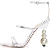 imageFSJ Women Elegant Open Toe Heeled Sandals Pearls Beaded High Heels Sexy Strappy Gladiator Shiny Rhinestone Ankle Strap Wedding Evening Party Dress Shoes Size 415 USSilver