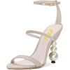 imageFSJ Women Elegant Open Toe Heeled Sandals Pearls Beaded High Heels Sexy Strappy Gladiator Shiny Rhinestone Ankle Strap Wedding Evening Party Dress Shoes Size 415 USLight Champagne