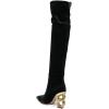 imageFSJ Women Trendy Pointed Toe Chain High Heel Over The Knee Boots Stretch Pull On Ladies Fashion Winter Warm Long Boots Size 416 USBlack