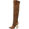 imageFSJ Women Trendy Pointed Toe Chain High Heel Over The Knee Boots Stretch Pull On Ladies Fashion Winter Warm Long Boots Size 416 USPeru