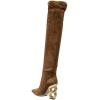 imageFSJ Women Trendy Pointed Toe Chain High Heel Over The Knee Boots Stretch Pull On Ladies Fashion Winter Warm Long Boots Size 416 USPeru