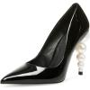 imageFSJ Slip On Pearl Beaded High Heel Slip On Pump Pointed Toe Mirror Effect Classic Party Club Shoe for Women 415 USBlack