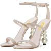 imageFSJ Women Elegant Open Toe Heeled Sandals Pearls Beaded High Heels Sexy Strappy Gladiator Shiny Rhinestone Ankle Strap Wedding Evening Party Dress Shoes Size 415 USLight Champagne