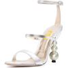 imageFSJ Women Elegant Open Toe Heeled Sandals Pearls Beaded High Heels Sexy Strappy Gladiator Shiny Rhinestone Ankle Strap Wedding Evening Party Dress Shoes Size 415 USSilver