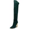 imageFSJ Women Trendy Pointed Toe Chain High Heel Over The Knee Boots Stretch Pull On Ladies Fashion Winter Warm Long Boots Size 416 USDark Green