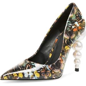 imageFSJ Slip On Pearl Beaded High Heel Slip On Pump Pointed Toe Mirror Effect Classic Party Club Shoe for Women 415 USButterfly