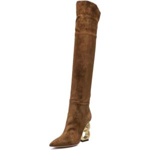 imageFSJ Women Trendy Pointed Toe Chain High Heel Over The Knee Boots Stretch Pull On Ladies Fashion Winter Warm Long Boots Size 416 USPeru