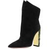 imageFSJ Women Graceful Pointed Toe High Heel Ankle Booties Handmade Suede Crystal Gem Chunky Heel Comfortable Slip On Dress Ankle Boots Size 415 USBlack