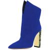 imageFSJ Women Graceful Pointed Toe High Heel Ankle Booties Handmade Suede Crystal Gem Chunky Heel Comfortable Slip On Dress Ankle Boots Size 415 USBlue