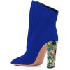 imageFSJ Women Graceful Pointed Toe High Heel Ankle Booties Handmade Suede Crystal Gem Chunky Heel Comfortable Slip On Dress Ankle Boots Size 415 USBlue