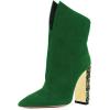 imageFSJ Women Graceful Pointed Toe High Heel Ankle Booties Handmade Suede Crystal Gem Chunky Heel Comfortable Slip On Dress Ankle Boots Size 415 USGreen