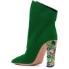 imageFSJ Women Graceful Pointed Toe High Heel Ankle Booties Handmade Suede Crystal Gem Chunky Heel Comfortable Slip On Dress Ankle Boots Size 415 USGreen