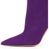 imageFSJ Women Graceful Pointed Toe High Heel Ankle Booties Handmade Suede Crystal Gem Chunky Heel Comfortable Slip On Dress Ankle Boots Size 415 USPurple