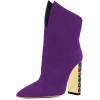 imageFSJ Women Graceful Pointed Toe High Heel Ankle Booties Handmade Suede Crystal Gem Chunky Heel Comfortable Slip On Dress Ankle Boots Size 415 USPurple