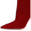 imageFSJ Women Graceful Pointed Toe High Heel Ankle Booties Handmade Suede Crystal Gem Chunky Heel Comfortable Slip On Dress Ankle Boots Size 415 USRed