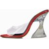 imageFSJ Women Graceful Transparent Peep Toe Mules Special Chunky High Heel Slip On Summer Casual Ladies Shoes Size 415 USRed