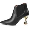 imageFSJ Women Pointed Toe Elastic Ankle Boots Special Distorted High Heel Pull On Fashion Modern Walking Shoes Size 415 USBlack