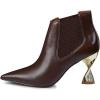 imageFSJ Women Pointed Toe Elastic Ankle Boots Special Distorted High Heel Pull On Fashion Modern Walking Shoes Size 415 USCaramel