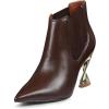 imageFSJ Women Pointed Toe Elastic Ankle Boots Special Distorted High Heel Pull On Fashion Modern Walking Shoes Size 415 USCaramel